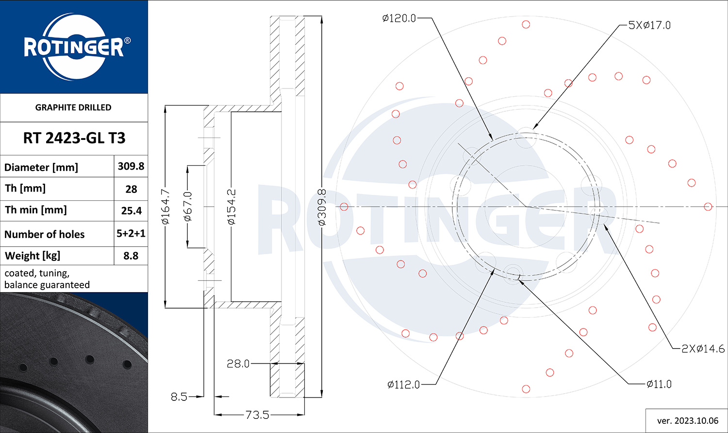 ROTINGER Féktárcsa, mind RT2423-GLT3_ROT